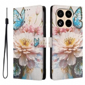 Flip Case Leren Xiaomi 15t Pro Bloem En Vlinder