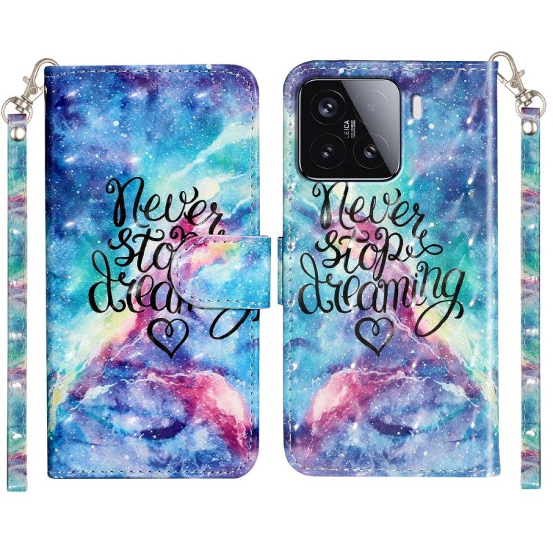 Folio-hoesje Xiaomi 15t Pro Blijf Dromen Met Een Bandje