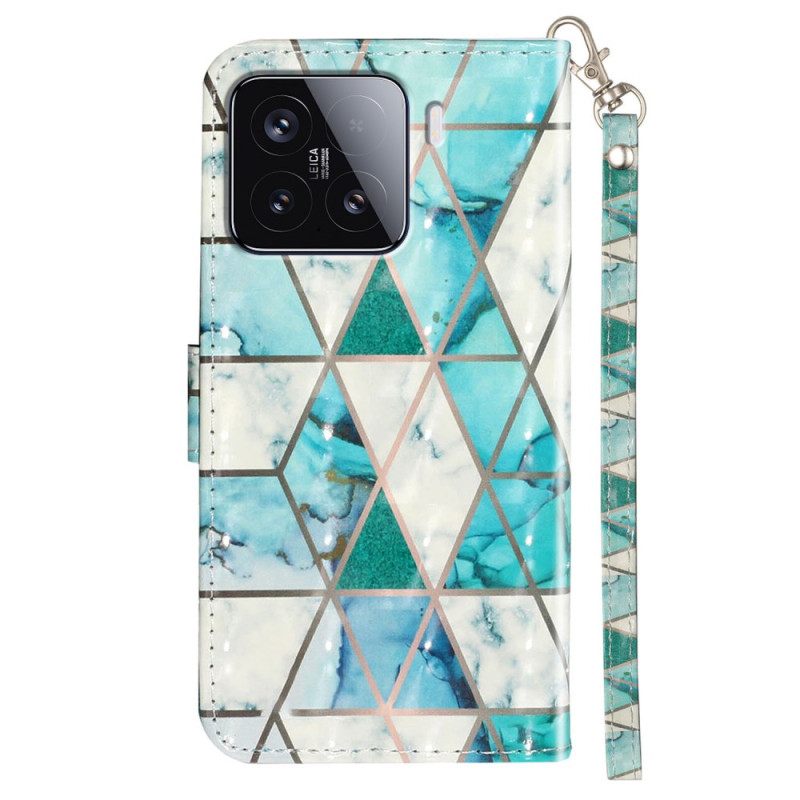 Folio-hoesje Xiaomi 15t Pro Groen Marmer Met Bandje