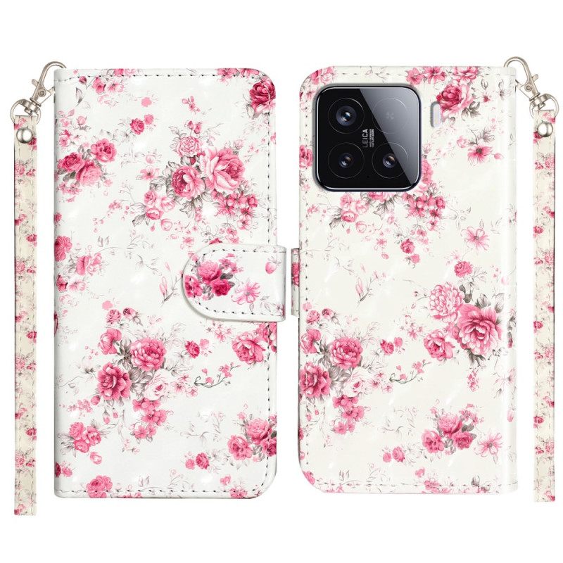 Folio-hoesje Xiaomi 15t Pro Telefoonhoesje Lanyard Rozen