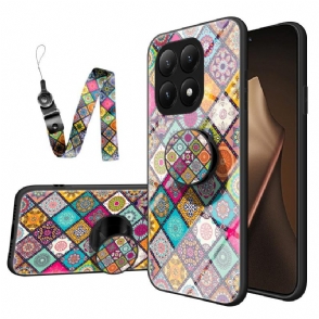 Hoesje Xiaomi 15t Pro Patchworksteun En Lint Bescherming Hoesje