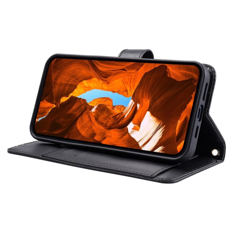 Leren Hoesje Voor Xiaomi 15t Pro Gewatteerd Met Bandjes