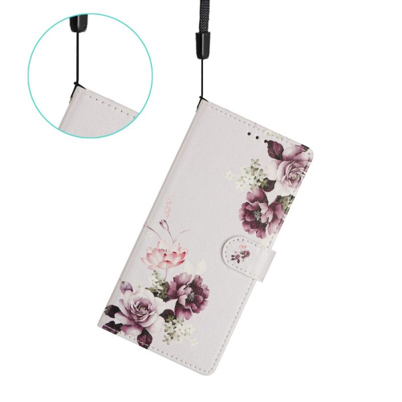 Leren Hoesje Voor Xiaomi 15t Pro Paarse Rozen