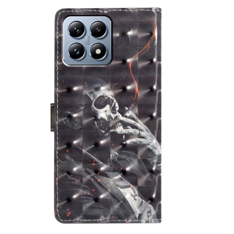 Leren Hoesje Voor Xiaomi 15t Pro Rokend Skelet