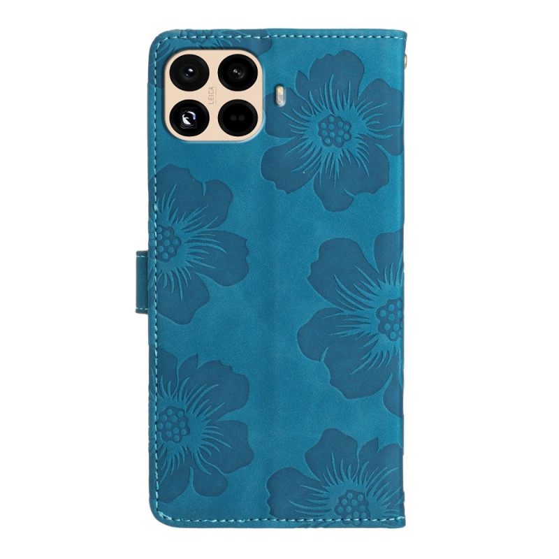 Leren Hoesje Voor Xiaomi 15t Pro Suède-look Met Rozenmotief