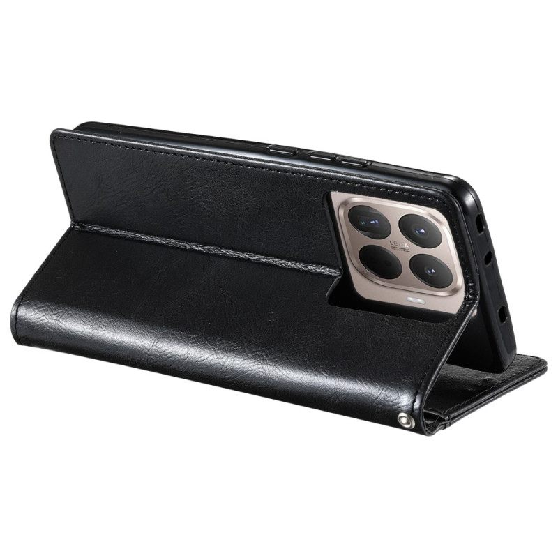 Leren Hoesje Xiaomi 15t Pro 6 Kaartsleuven En Koord Bescherming Hoesje