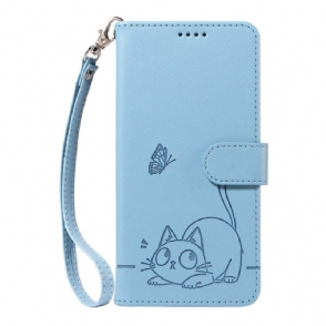 Leren Hoesje Xiaomi 15t Pro Bandje Met Kattenmotief