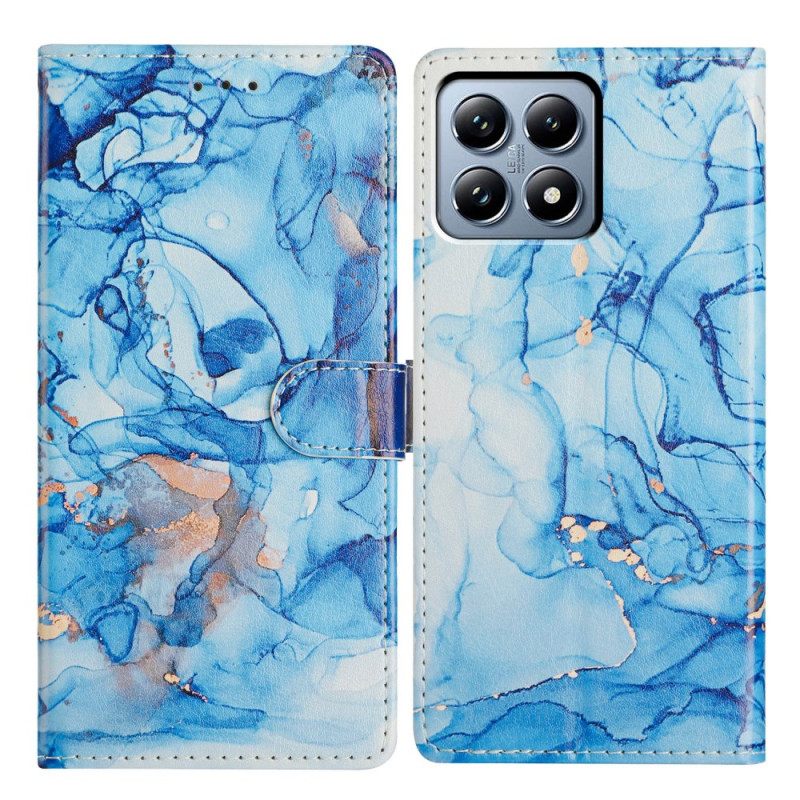Leren Hoesje Xiaomi 15t Pro Blauw Marmer
