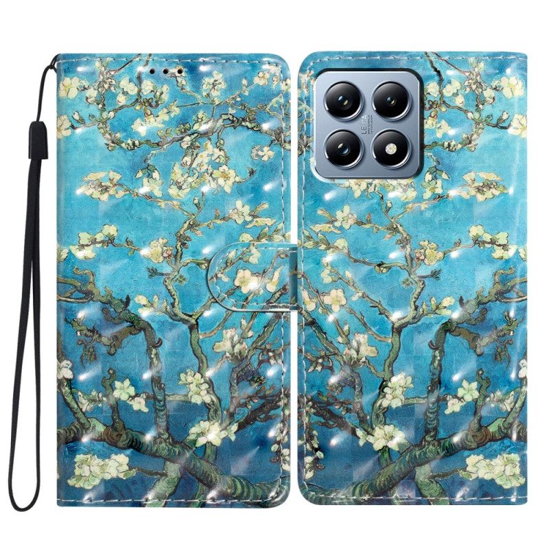Leren Hoesje Xiaomi 15t Pro Bloemen Abrikozenboom Bescherming Hoesje