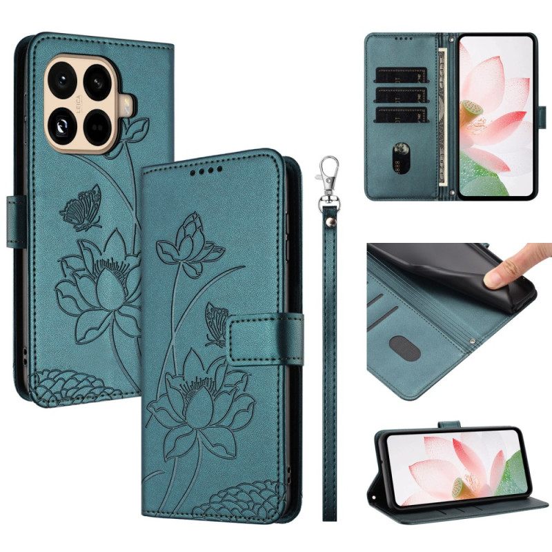 Leren Hoesje Xiaomi 15t Pro Bloemenprint Met Bandje Bescherming Hoesje