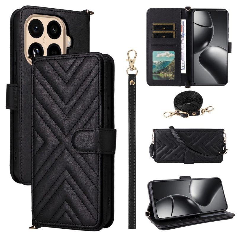 Leren Hoesje Xiaomi 15t Pro Gewatteerd Met Bandje En Polsbandje Bescherming Hoesje