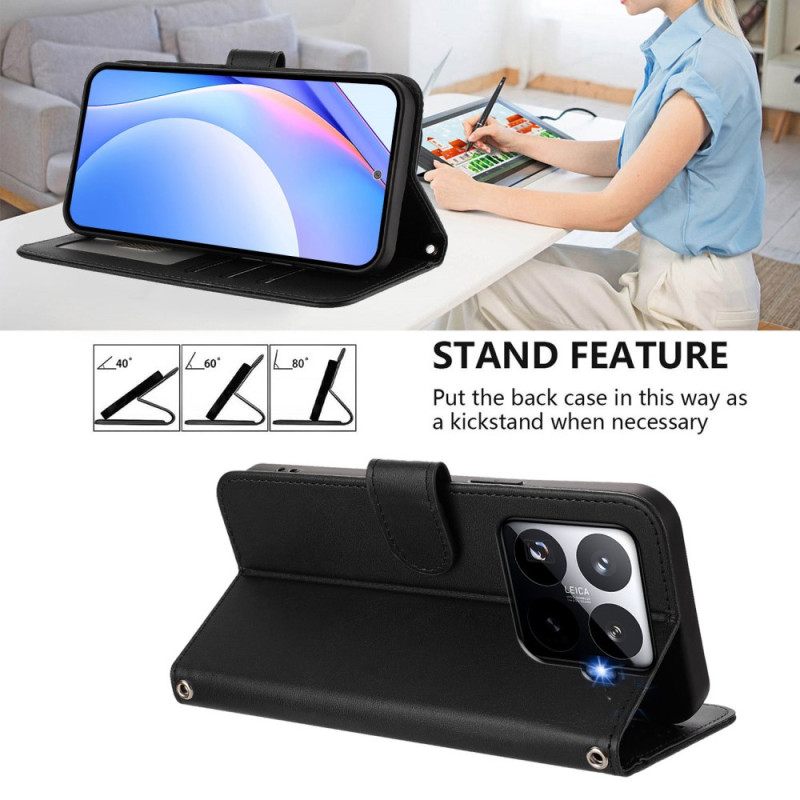 Leren Hoesje Xiaomi 15t Pro Rfid-bescherming Met Leerlook Bescherming Hoesje