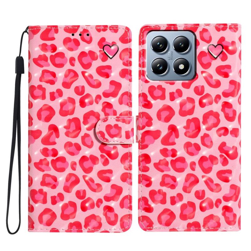 Leren Hoesje Xiaomi 15t Pro Roze Luipaard Bescherming Hoesje
