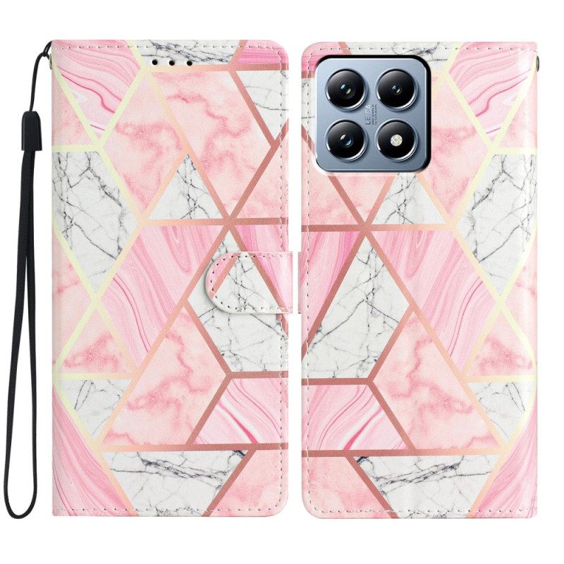 Leren Hoesje Xiaomi 15t Pro Roze Marmer