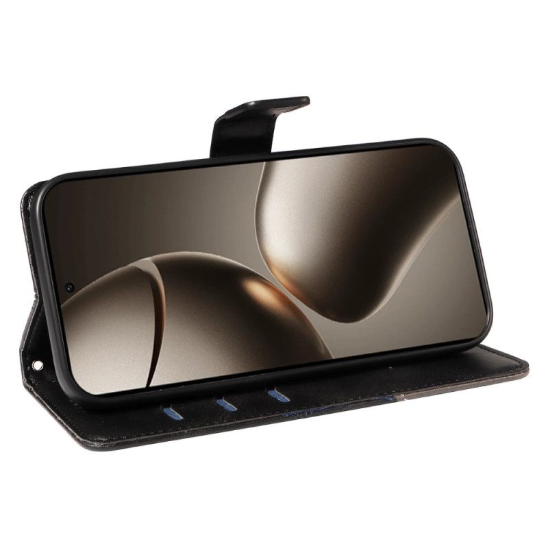 Leren Hoesje Xiaomi 15t Pro Tweekleurig Geometrisch Patroon Bescherming Hoesje