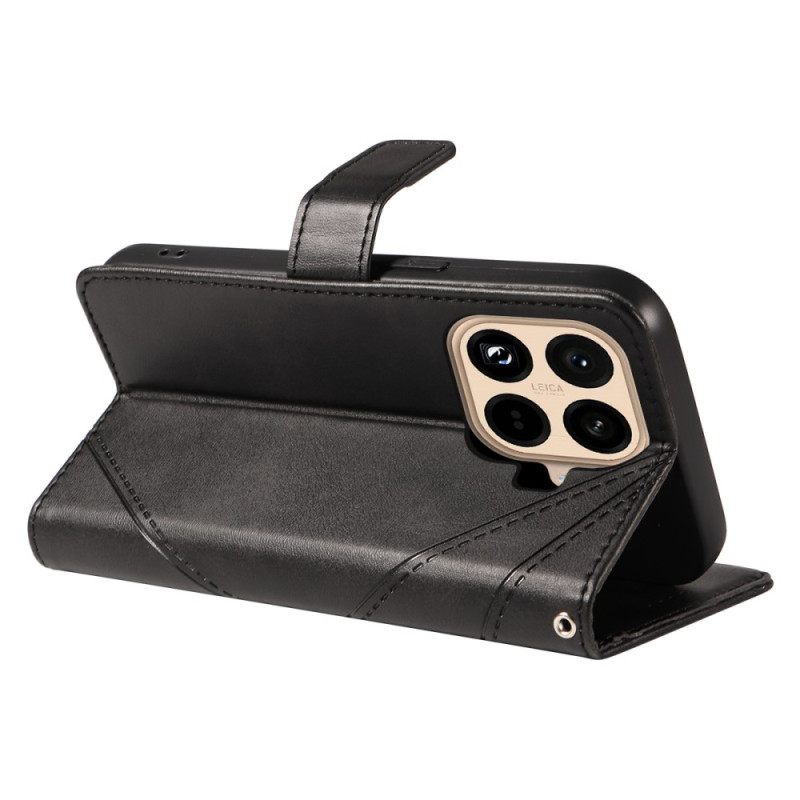 Leren Hoesje Xiaomi 15t Pro Tweekleurig Geometrisch Patroon Bescherming Hoesje