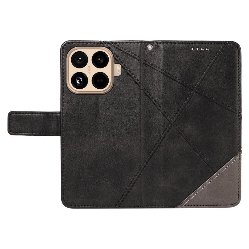 Leren Hoesje Xiaomi 15t Pro Tweekleurig Geometrisch Patroon Bescherming Hoesje