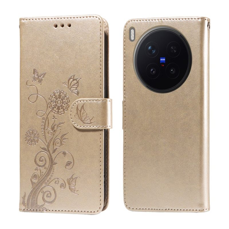 Bescherming Hoesje Vivo X300 Pro Bloemen- En Vlinderpatroon