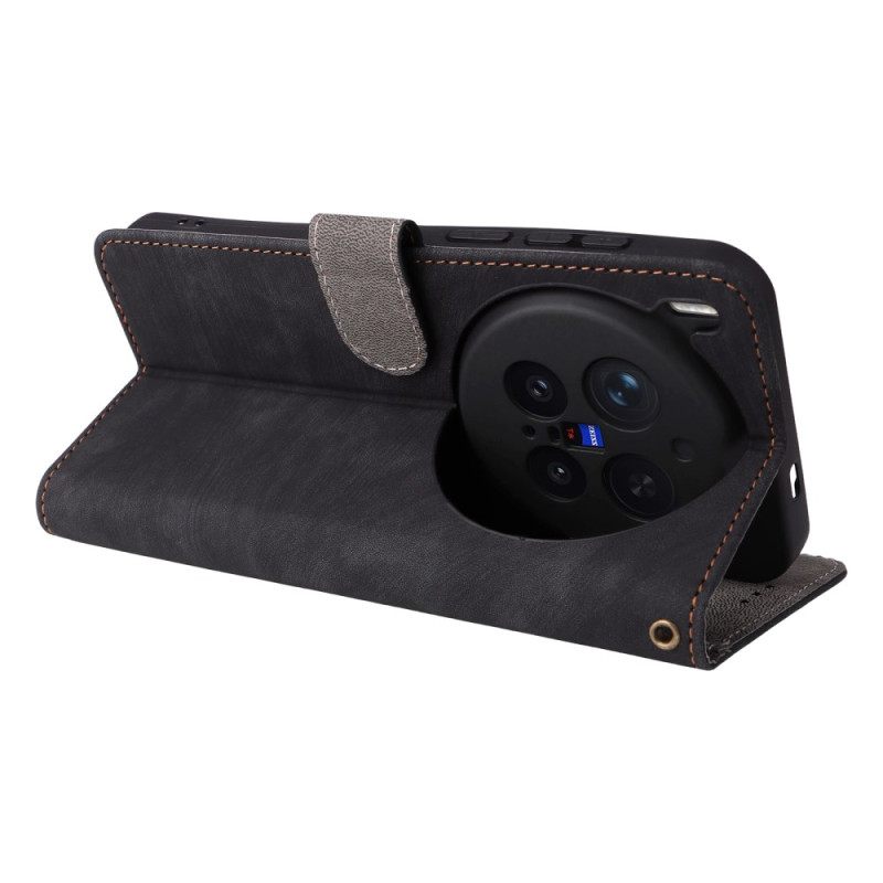 Folio-hoesje Vivo X300 Pro Telefoonhoesje Rfid-bescherming Met Lederlook