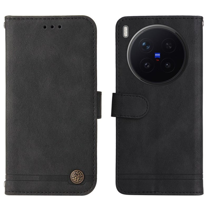 Folio-hoesje Vivo X300 Pro Telefoonhoesje Suède-effect Met Klinknagels