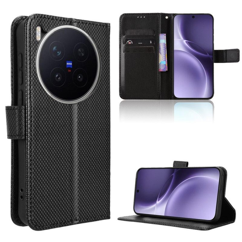 Leren Hoesje Vivo X300 Pro Diamanttextuur