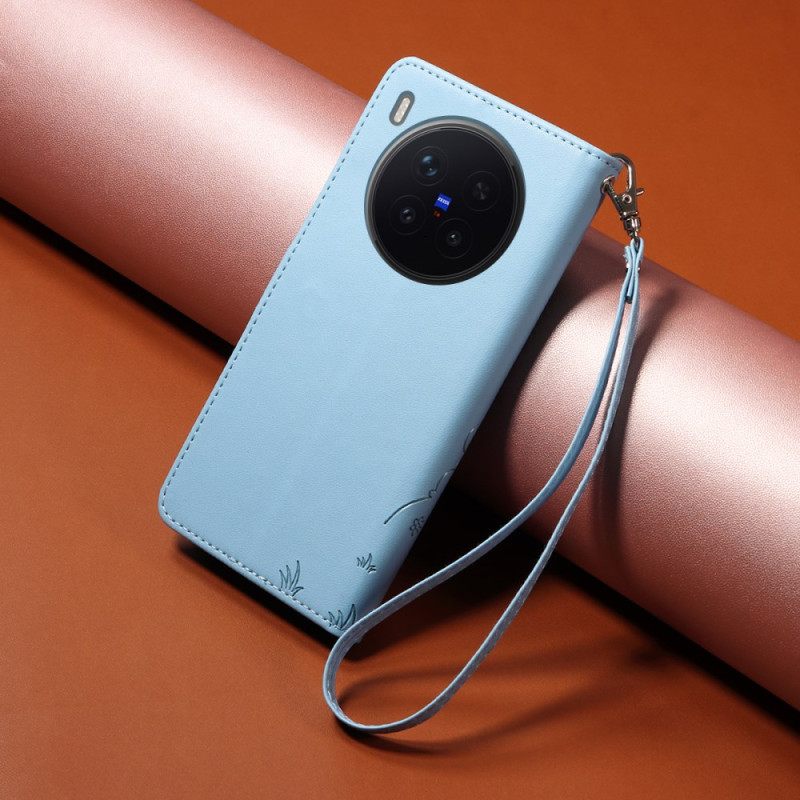 Leren Hoesje Vivo X300 Pro Hondenpatroon Met Bandje Bescherming Hoesje