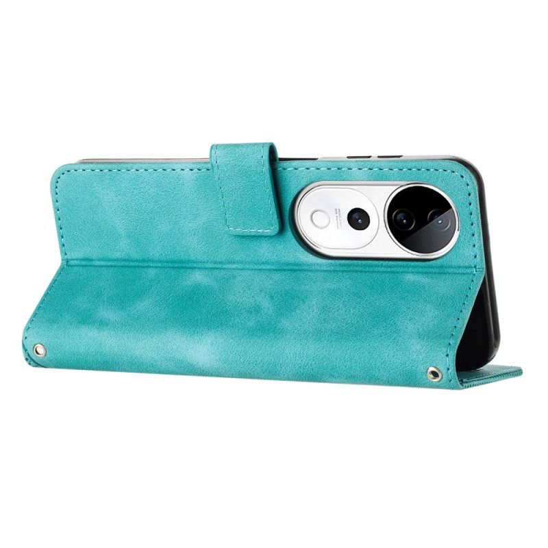 Folio-hoesje Vivo V40 5g Telefoonhoesje Bandje Met Driehoekspatroon