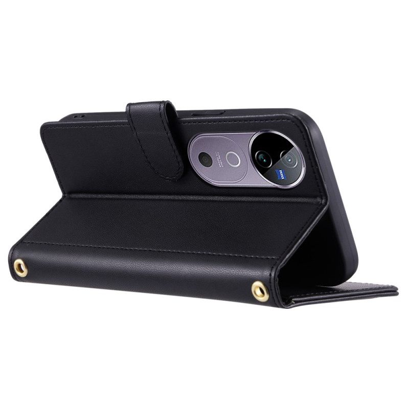 Folio-hoesje Vivo V40 5g Telefoonhoesje Gewatteerd Met Bandjes