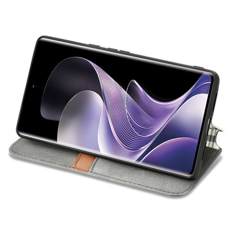 Folio-hoesje Voor Vivo V40 5g Suède-effect Met Diamantpatroon