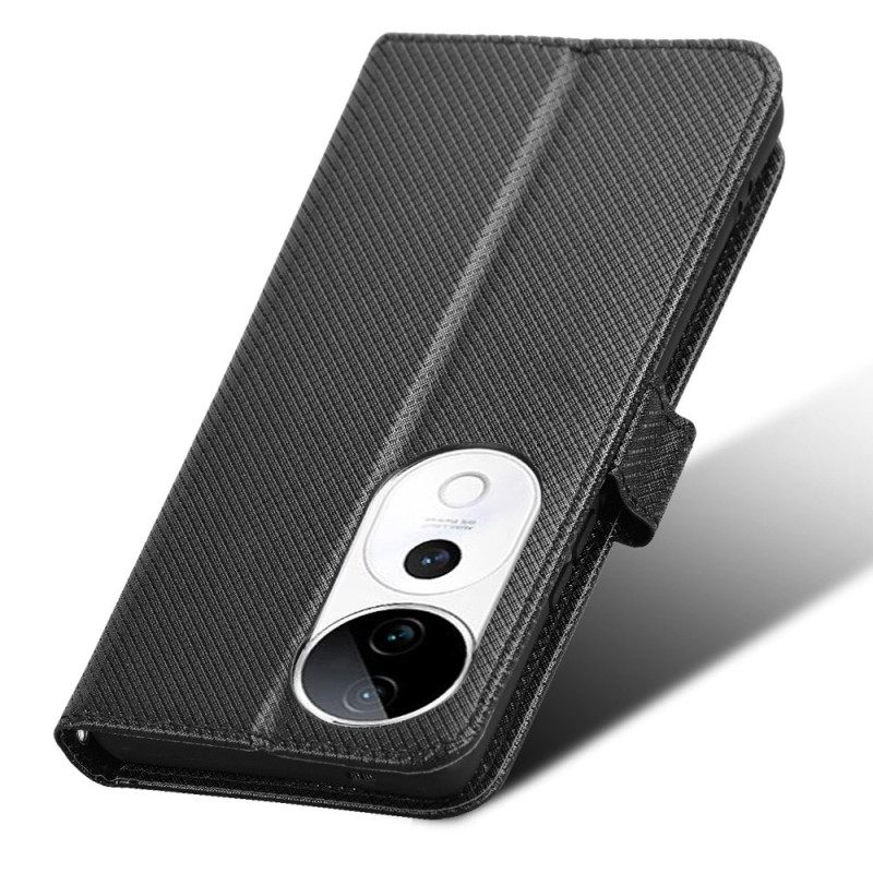 Leren Hoesje Vivo V40 5g Diamantstructuur