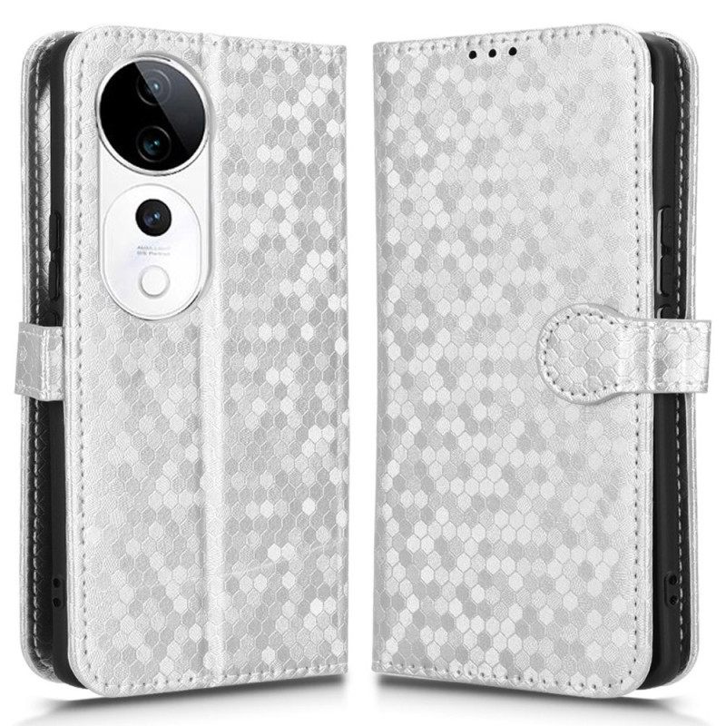 Leren Hoesje Vivo V40 5g Glitterstippen Bescherming Hoesje