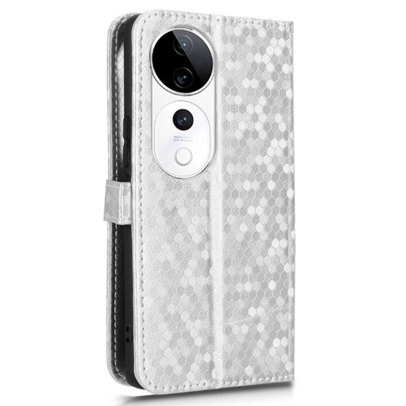 Leren Hoesje Vivo V40 5g Glitterstippen Bescherming Hoesje