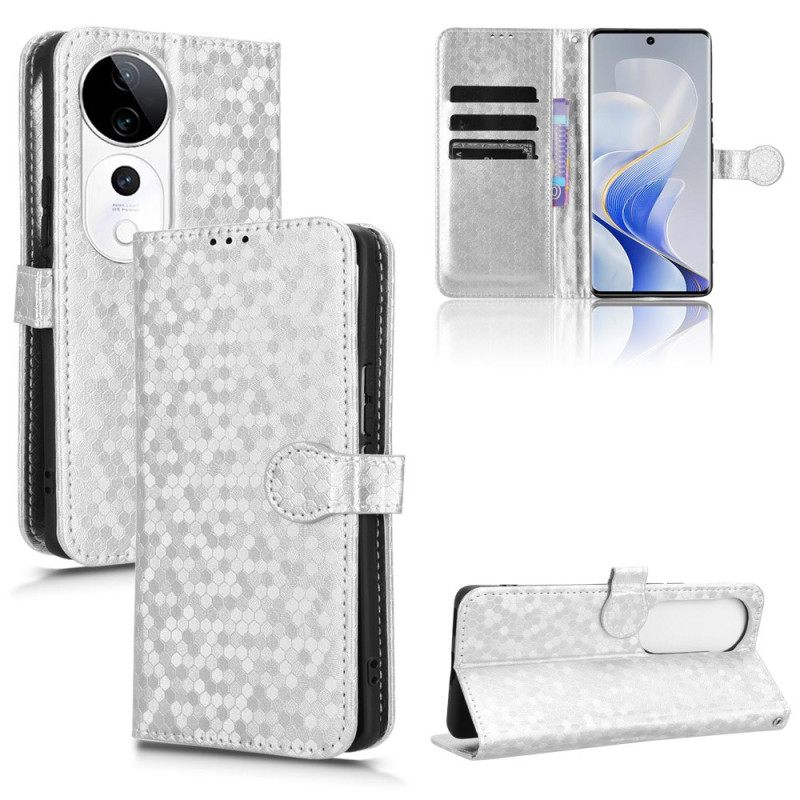 Leren Hoesje Vivo V40 5g Glitterstippen Bescherming Hoesje