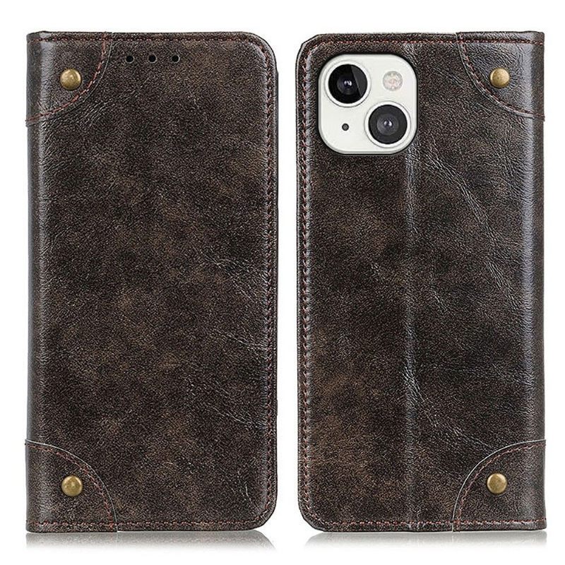 Cover voor iPhone 13 Simon Kunstleer Klinknagels