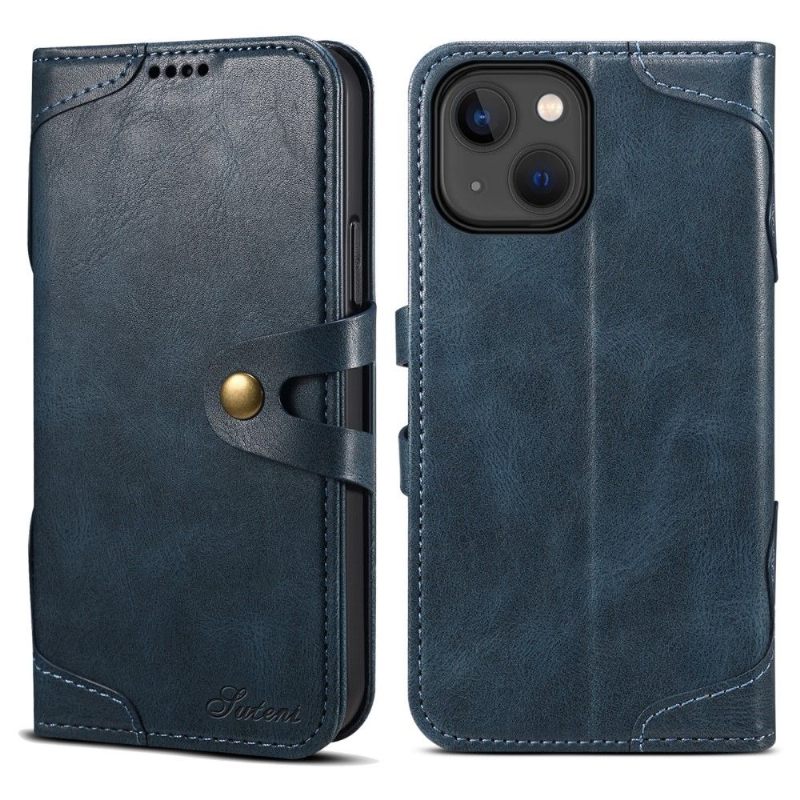 Cover voor iPhone 13 Suteni Leereffect Stiksels