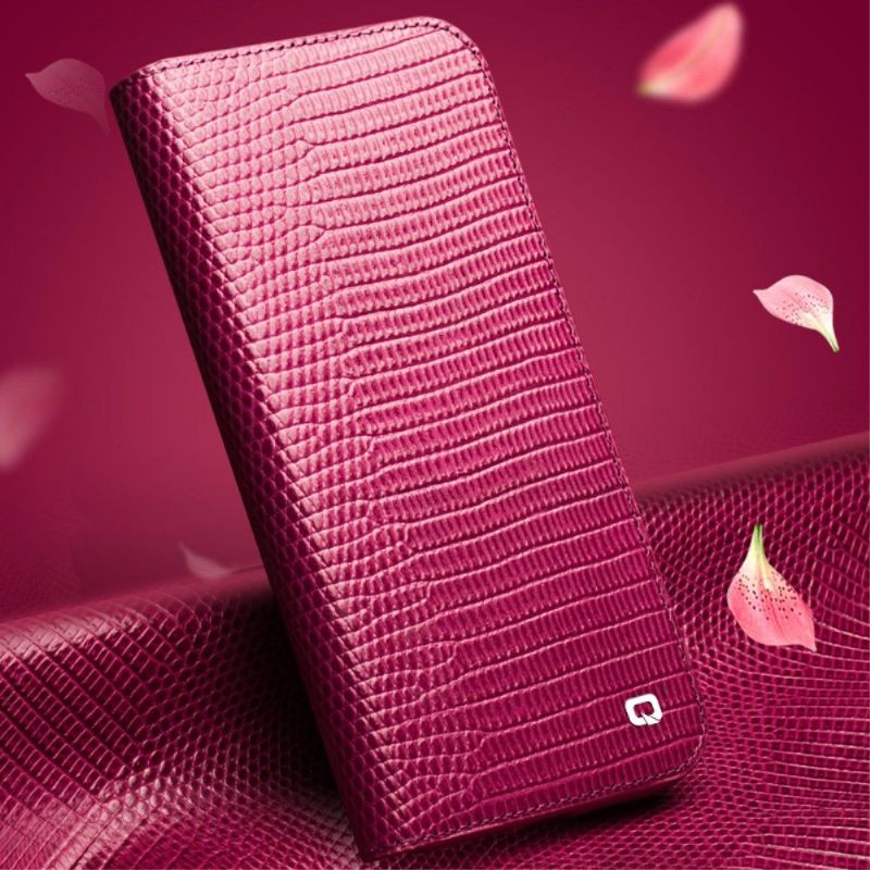 Folio-hoesje voor iPhone 13 Echt Leer Met Krokodilleneffect
