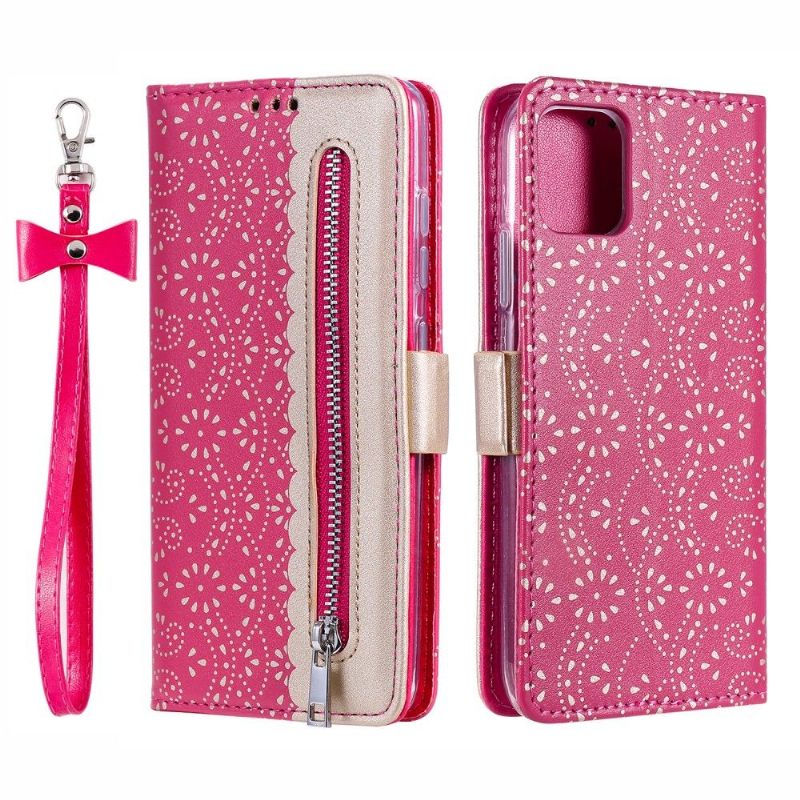 Folio-hoesje voor iPhone 13 Leereffect Bloemenkant