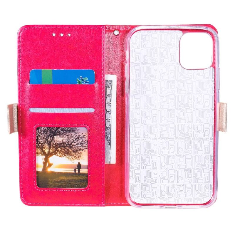 Folio-hoesje voor iPhone 13 Leereffect Bloemenkant