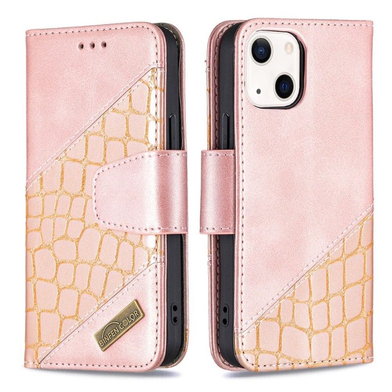 Folio-hoesje voor iPhone 13 Leereffect In Krokodillenlook