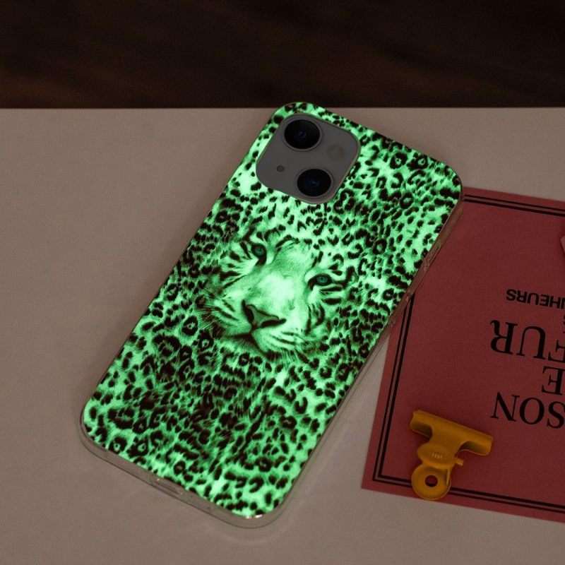 Hoesje voor iPhone 13 Fluorescerende Sneeuwluipaard