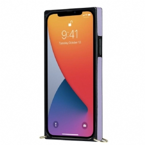 Hoesje voor iPhone 13 Gewatteerd Leereffect En Koord