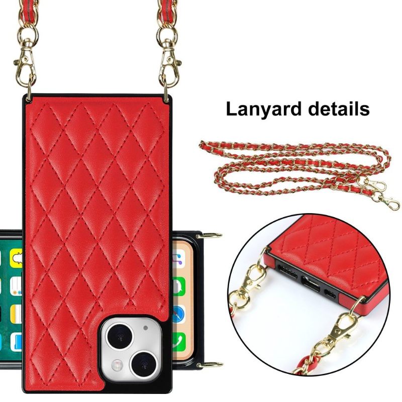 Hoesje voor iPhone 13 Gewatteerd Leereffect En Koord