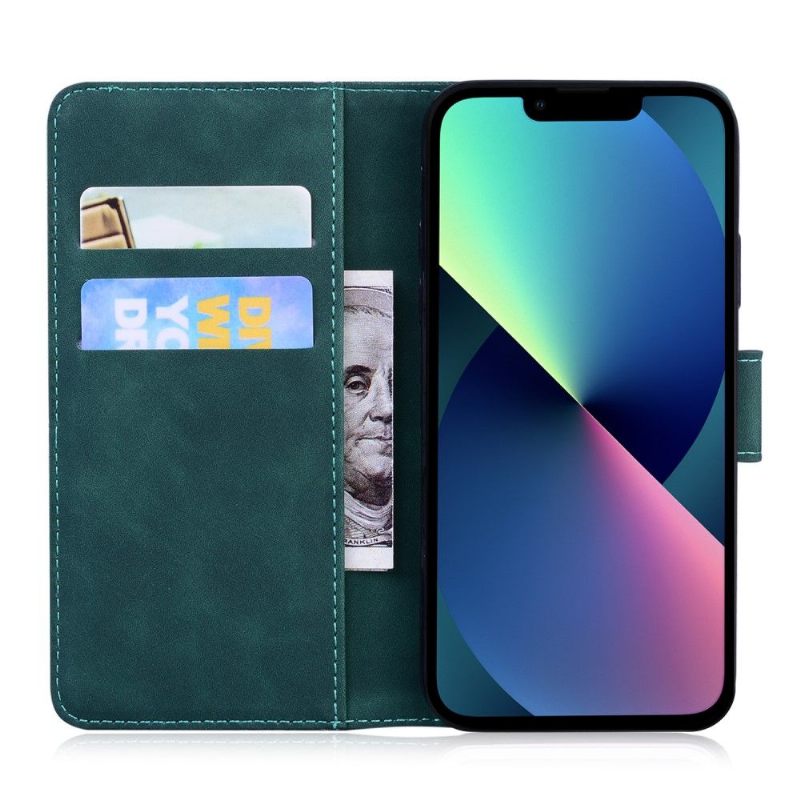 Leren Hoesje voor iPhone 13 Bescherming Hoesje Kleurrijke Vlinderbescherming