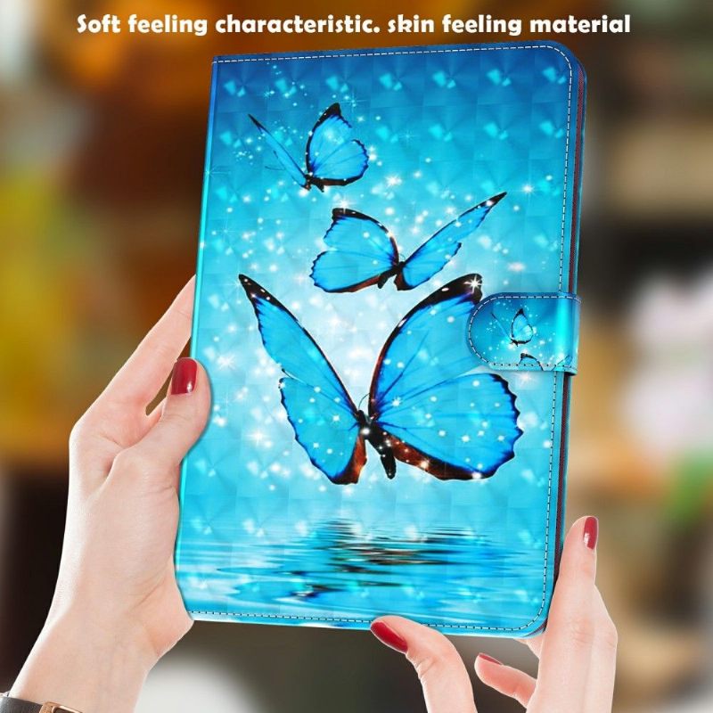 Samsung Galaxy Tab A8 (2021) Cover Glinsterende Blauwe Vlinders