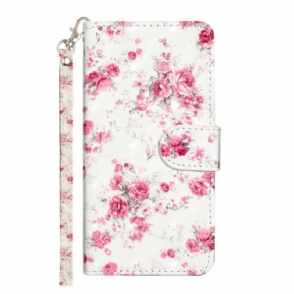 Folio-hoesje voor iPhone 15 Plus Met Ketting 3d Katje Met Riem