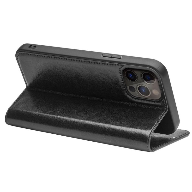 Folio-hoesje voor iPhone 13 Pro Max Anti-fall Handgemaakt Echt Leer