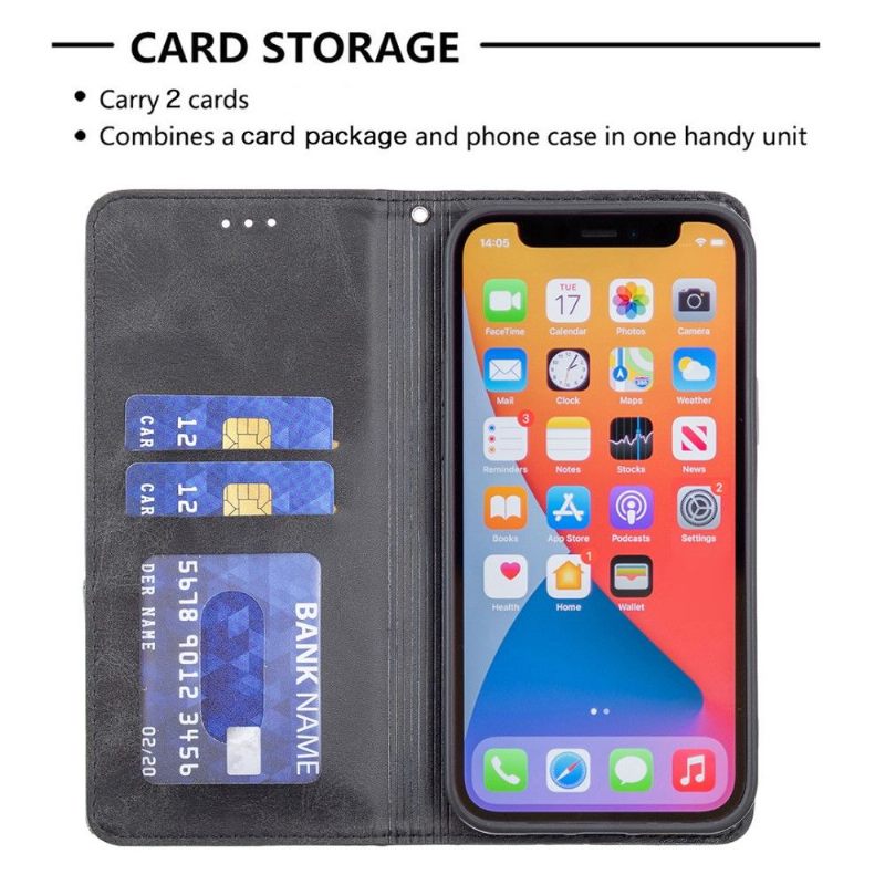 Folio-hoesje voor iPhone 13 Pro Max Célinia Stijl Lederen Kaarthouder