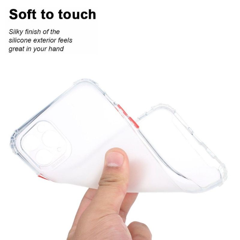 Hoesje voor iPhone 13 Pro Max Anti-fall Half Transparant Met Gekleurde Knopen