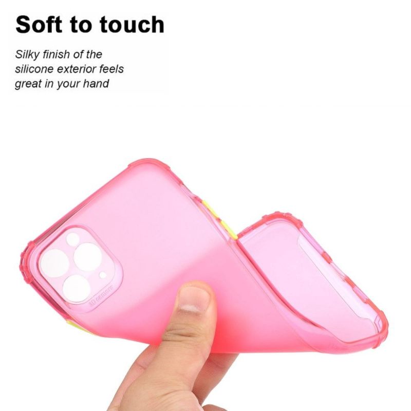 Hoesje voor iPhone 13 Pro Max Anti-fall Half Transparant Met Gekleurde Knopen