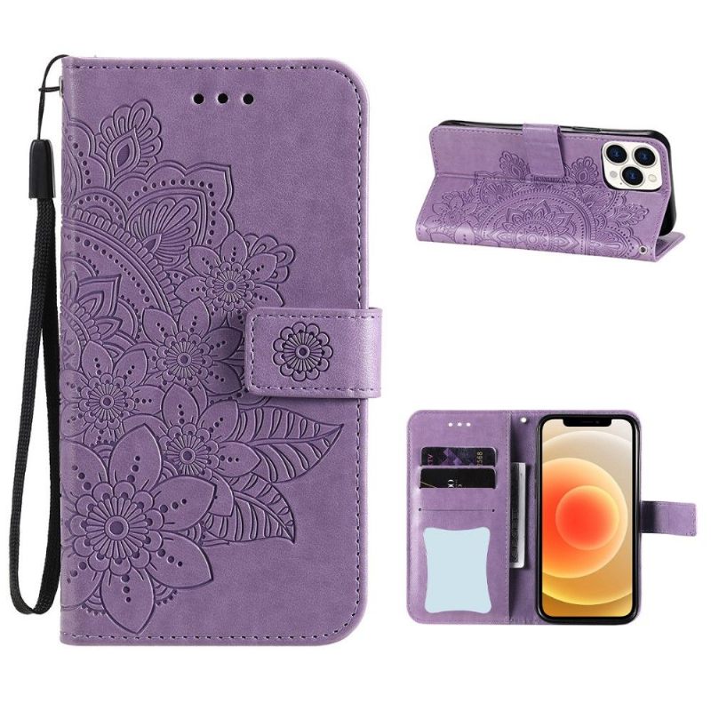 Leren Hoesje voor iPhone 13 Pro Max Bescherming Bloemen Volledig Beschermen